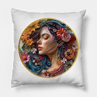 Quilled Elegance: A Kirigami Portrait Pillow