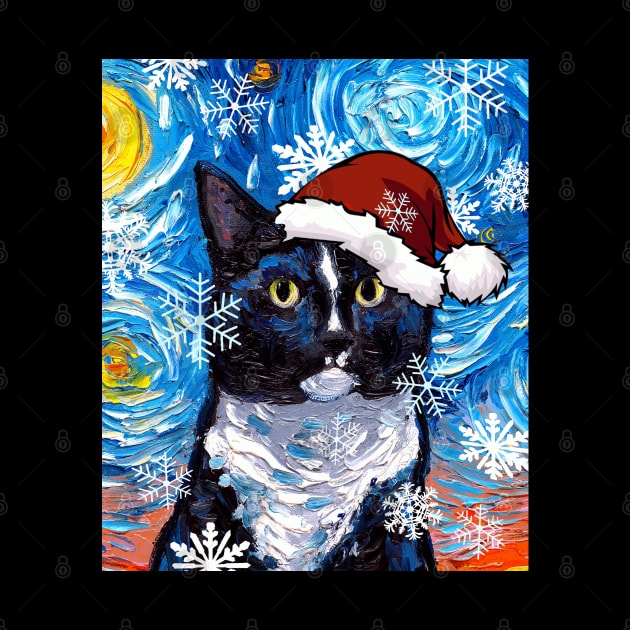 Tuxedo Cat Santa by sagittariusgallery