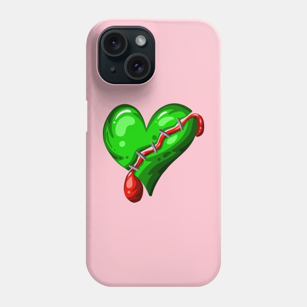 Dead Zombie Heart Cartoon Illustration with Blood and for Valentines Day or Halloween Phone Case by Squeeb Creative