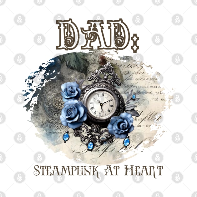 Dad: Steampunk At Heart Vintage Clock by Té de Chocolate