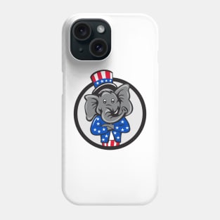 Republican Elephant Mascot Arms Crossed Circle Cartoon Phone Case