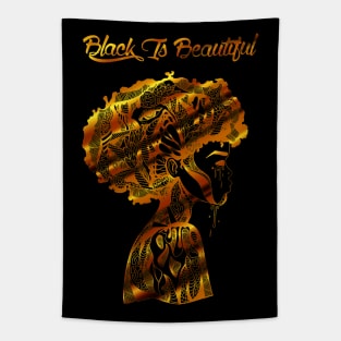 Afro Beauty With Black Is Beautiful In Gold Tapestry