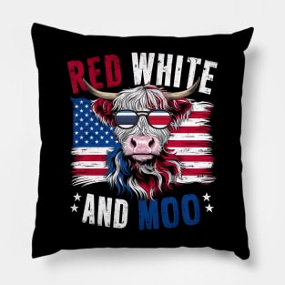 Red White and Moo: Patriotic Cow Design Pillow