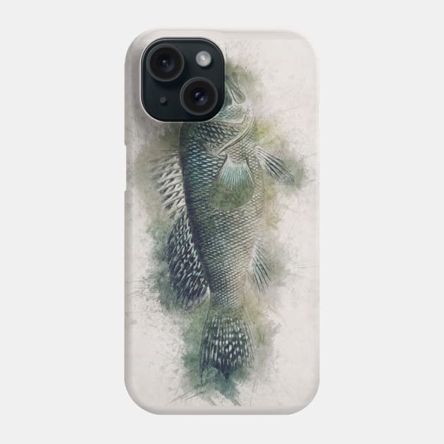 Sea Bass Watercolor Art for the Fishing Lovers and Anglers / Gifts for Fisherman Phone Case by Naumovski