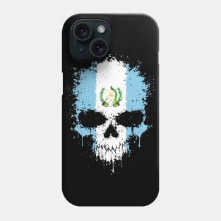 Chaotic Guatemalan Flag Splatter Skull Phone Case