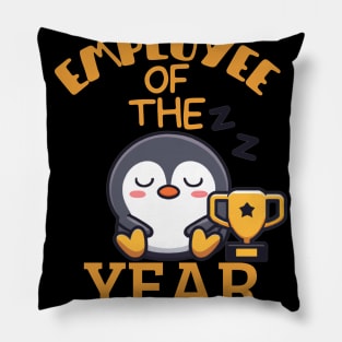 funny lazy penguin, employee of the year joke Pillow