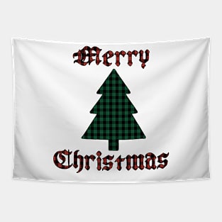 Merry Christmas Tree Plaid (Large Design) Tapestry