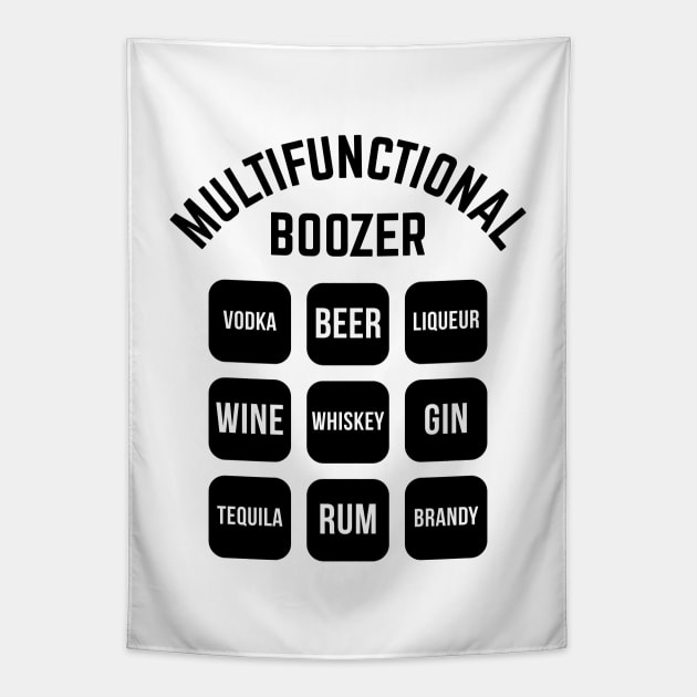 Multifunctional Boozer (Drinking Alcohol / Black) Tapestry by MrFaulbaum