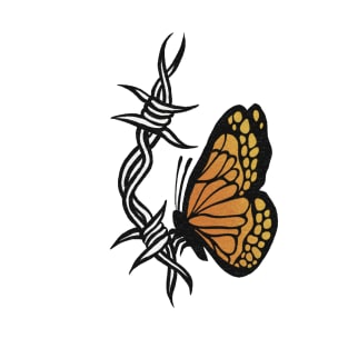 BARBED WIRE MONARCH BUTTERFLY T-Shirt