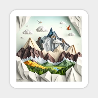 Origami mountains Magnet