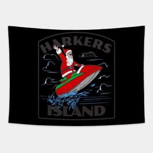 Harkers Island, NC Christmas Vacationing Waterskiing Santa Tapestry