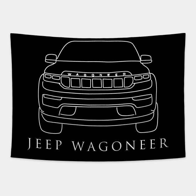 Jeep Wagoneer 1 White Design Car form Tapestry by A Cyborg Fairy