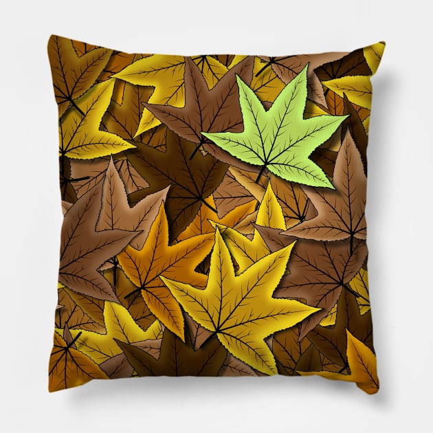 Fall maple leaf pattern background in Autumn Season Pillow by DangDumrong