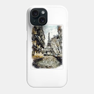 Paris City Streets Travel Poster Series watercolor ink edition 04 Phone Case