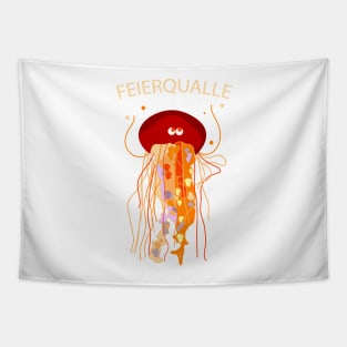 Funny fire jellyfish celebrates party Tapestry