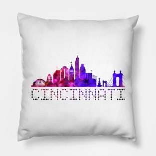 Cincinnati Skyline Purple Pillow