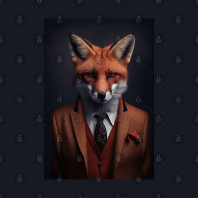 Adorable Fox In A Suit - Unique Wildlife Animal Print Art for Nature And Fashion Lovers by Whimsical Animals