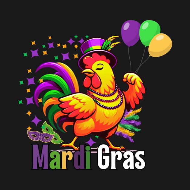 Mardi Gras Chicken Funny Farming Men Women by Figurely creative