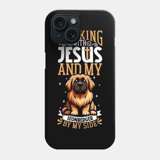 Jesus and dog - Leonberger Phone Case