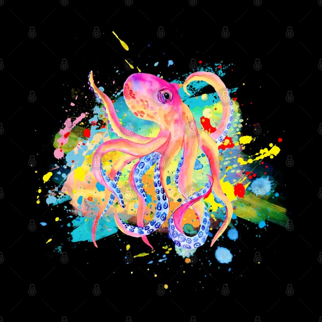 Octopus Splash of Color by Printed Passion