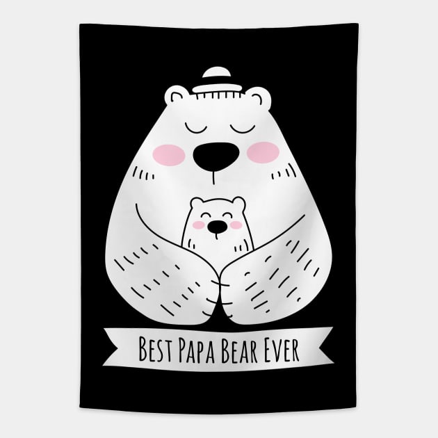 Best Papa Bear Ever - 1 Kid Tapestry by HappyCatPrints