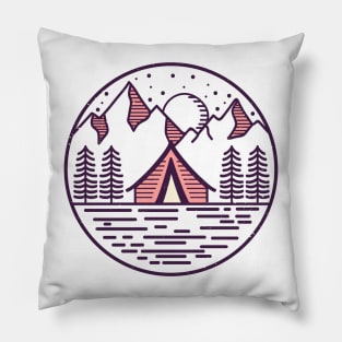 Alaska Retro distressed Mountain Sun Pillow