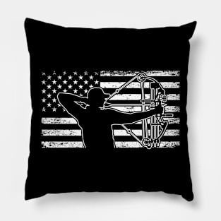 Hunting Archer American Flag Bowhunting Hunter Pillow