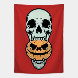 Happy Halloween Skull Pumpkin Tapestry