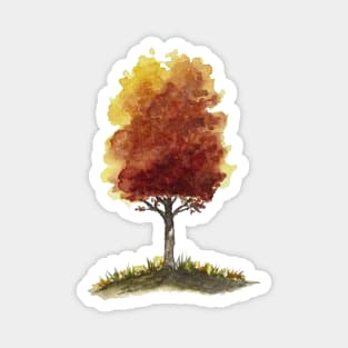 Red Autumn Tree Magnet
