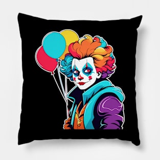 Clown Halloween Illustration Pillow