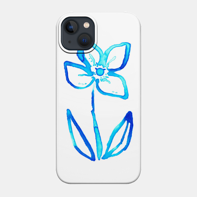 Blue Watercolor Flower - Flower - Phone Case