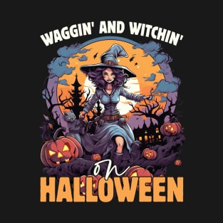 Waggin' & Witchin' Dog on Halloween T-Shirt