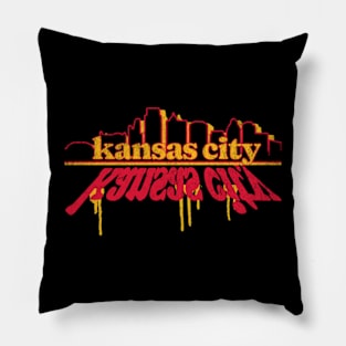 Kansas City Football Red Gold Cityscape Travel Missouri Pillow