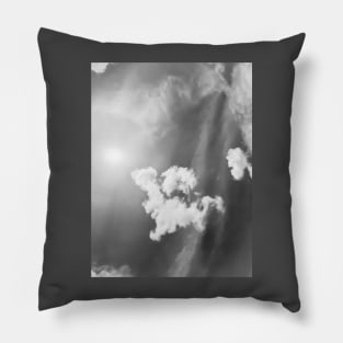 Fluffy cloud shape cloudscape at grey sky Pillow