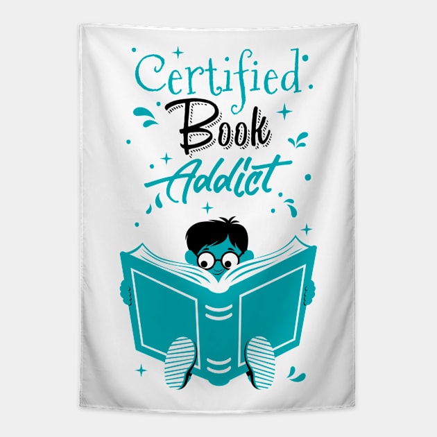 Book Addict Boy White Tapestry by Malchev