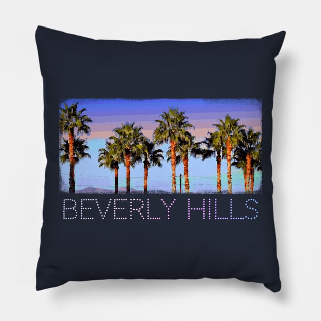 Beverly Hills Palm Trees - Cool vintage retro design Pillow by jdunster