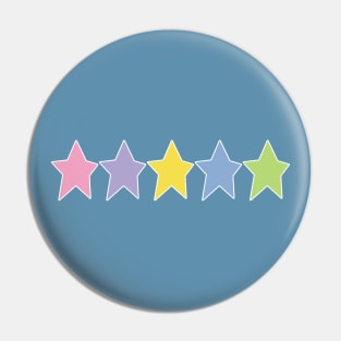 Five Multi Color Stars White Line Minimal Graphic Art Pin