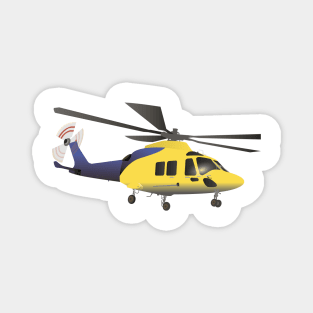 Yellow and Blue Modern Helicopter Magnet