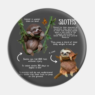 Animal Facts - Sloth Pin