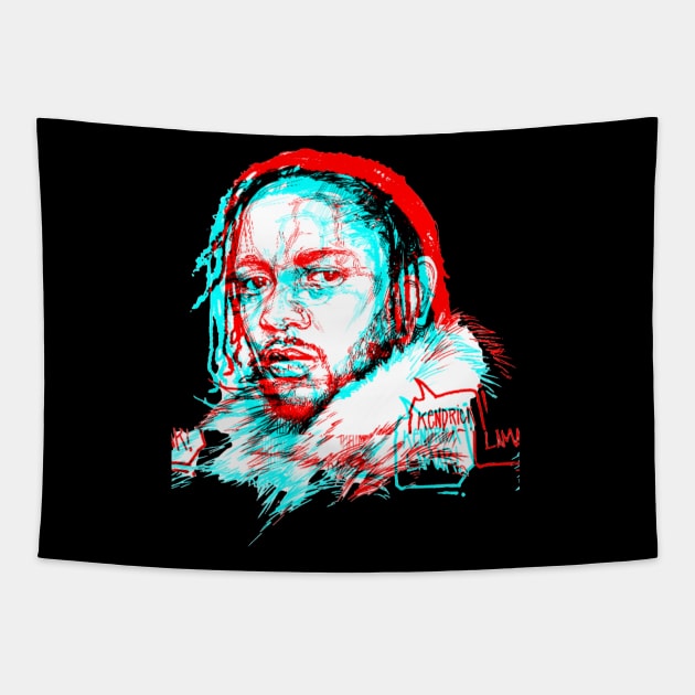KENDRICK LAMAR GLITCHED 3D Tapestry by Basic Lee