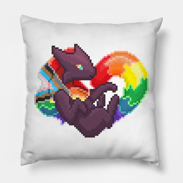 Progress Pride Pixel Heart Melog Pillow by HauntedByCatra