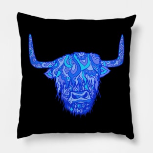 Highland Cow Blues Pillow