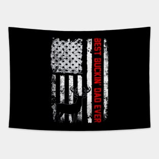 Best Buckin Dad Ever Hunting USA Flag Fathers Day Tapestry