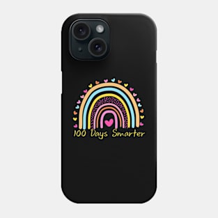 100Th Day Of School Teacher 100 Days Smarter Rainbow Phone Case