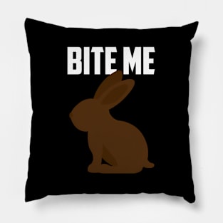 Bite Me Chocolate Bunny Easter Pillow