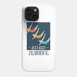 Just keep swimming retro vibe poster with colorful swimmers Phone Case