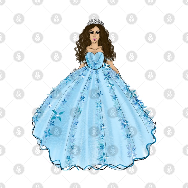 Blue Quinceanera Dress Fashion Illustration by Susy Maldonado illustrations