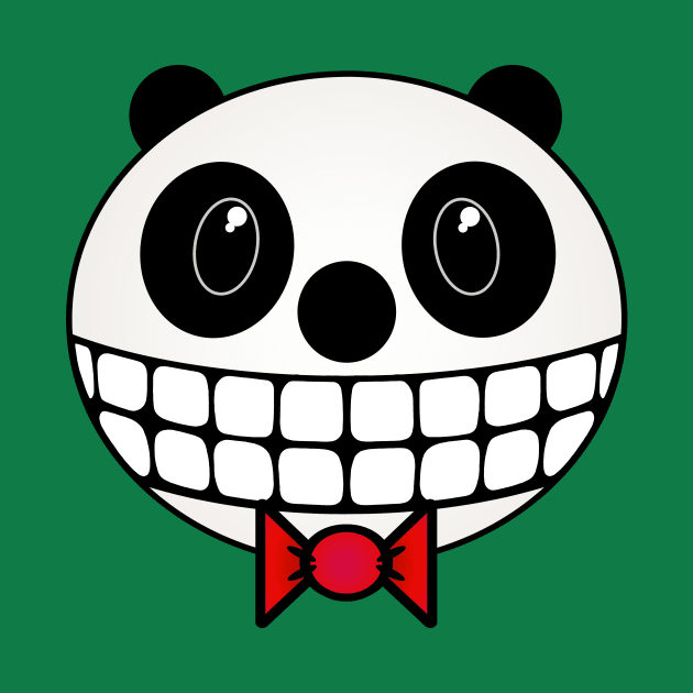 Grinning Panda with Red Bow Tie by RawSunArt