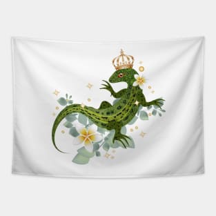 Sand lizard with crown and exotic plants Tapestry