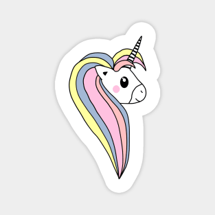 Cute Colorful Pink Unicorn Head with Pretty Mane Magnet